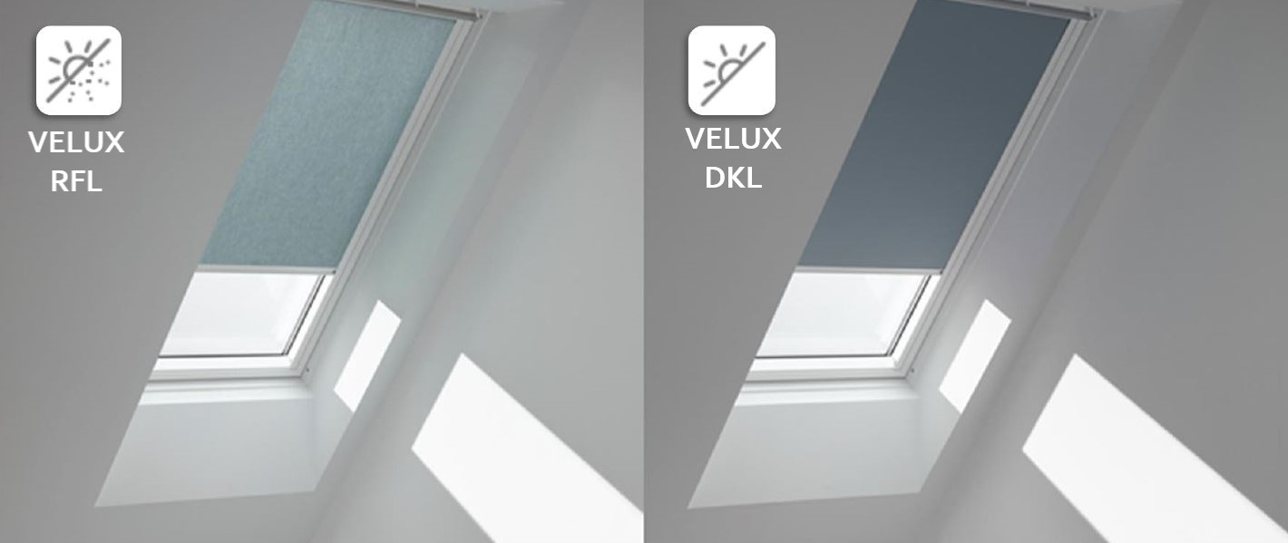 En jämförelse av rullgardin och mörkläggningsgardin för VELUX takfönster