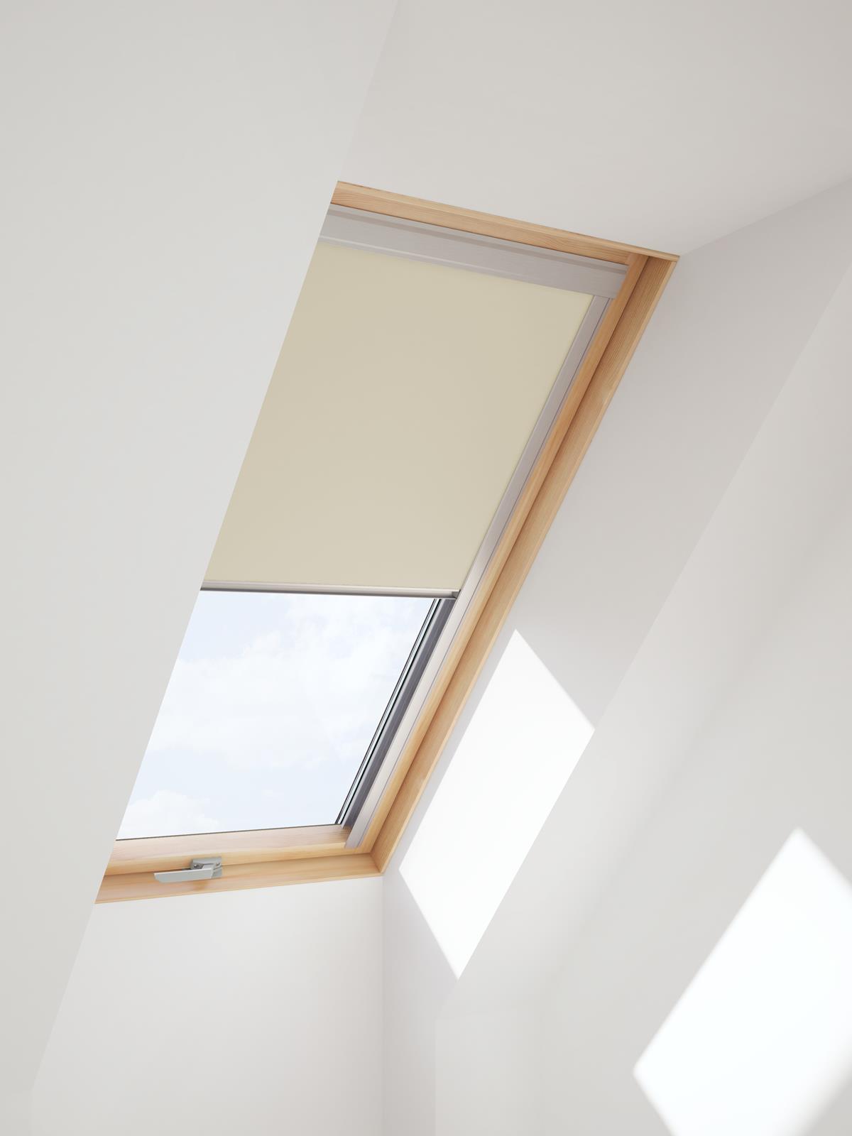 Beige VELUX blind for bedroom