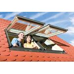 FAKRO FEP P2 | trä, tophängt, säkerhets dubbelglas evakueringsfönster