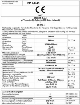 Lättbetong, Siporex SOLBET PP2-040
